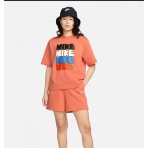 Nike Sportswear Women's Boxy T-Shirt Jersey Orange Short Sleeve‎